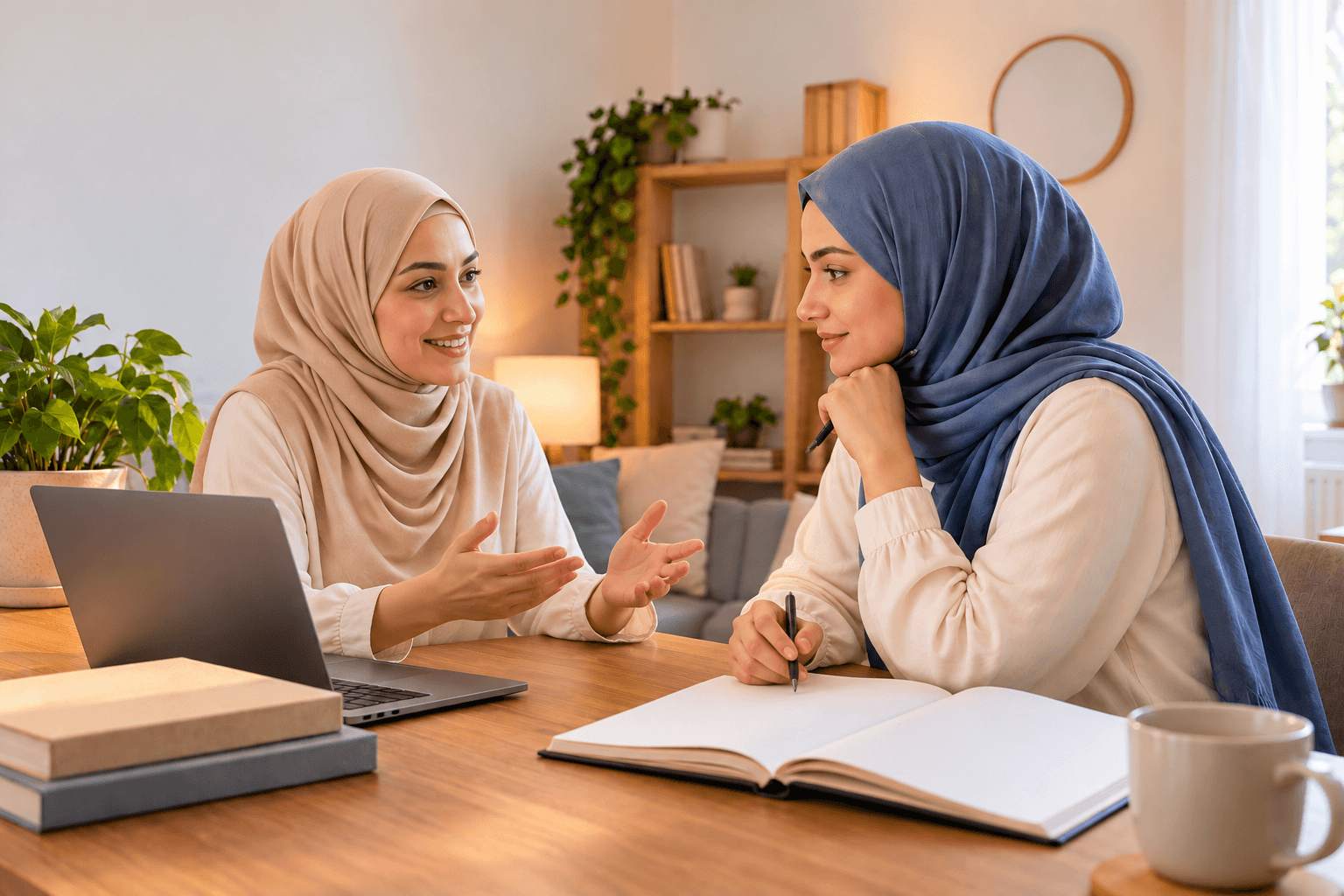 نفس الطالبة تتناقش مع زميلة وجهًا لوجه؛ لا ضمان نجاح.