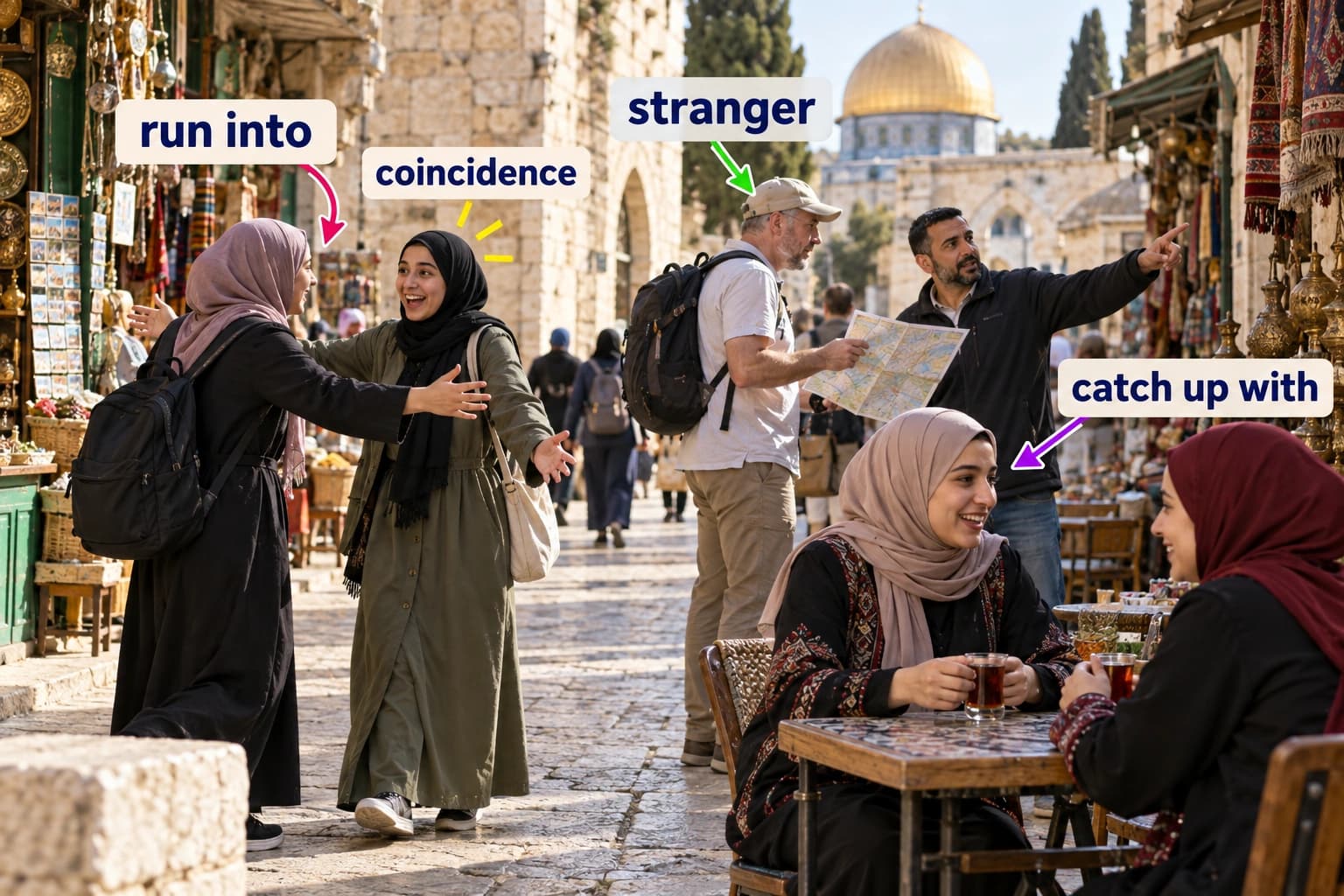 سوق البلدة القديمة في القدس: لقاء صدفة، وسائح يسأل عن الطريق.