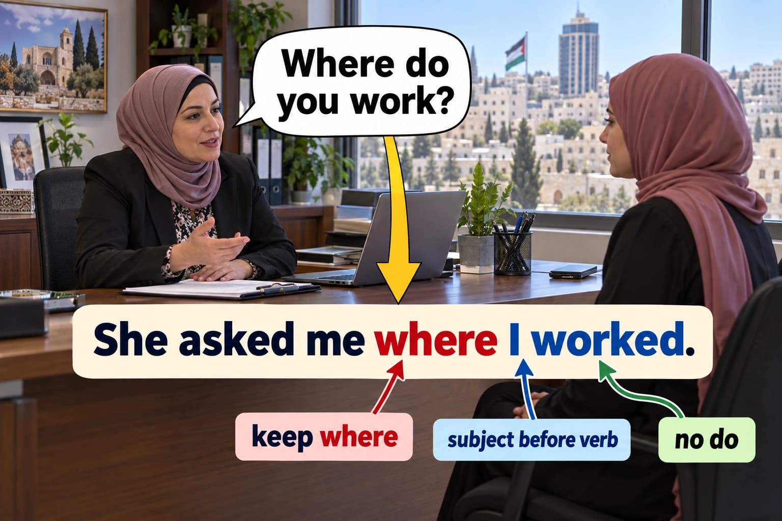 مقابلة عمل في رام الله: سؤال مباشر ثم نقله.