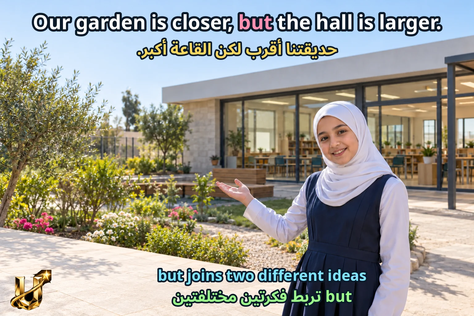 صورة تعليمية للدرس «نكتب ونتحدث — نقارن بين الخيارات» مع الجملة الإنجليزية وترجمتها العربية.