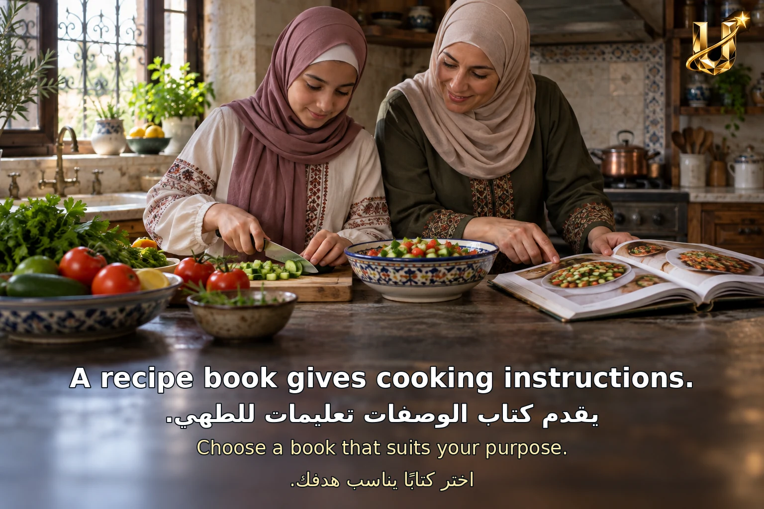 يقدم كتاب الوصفات تعليمات للطهي.