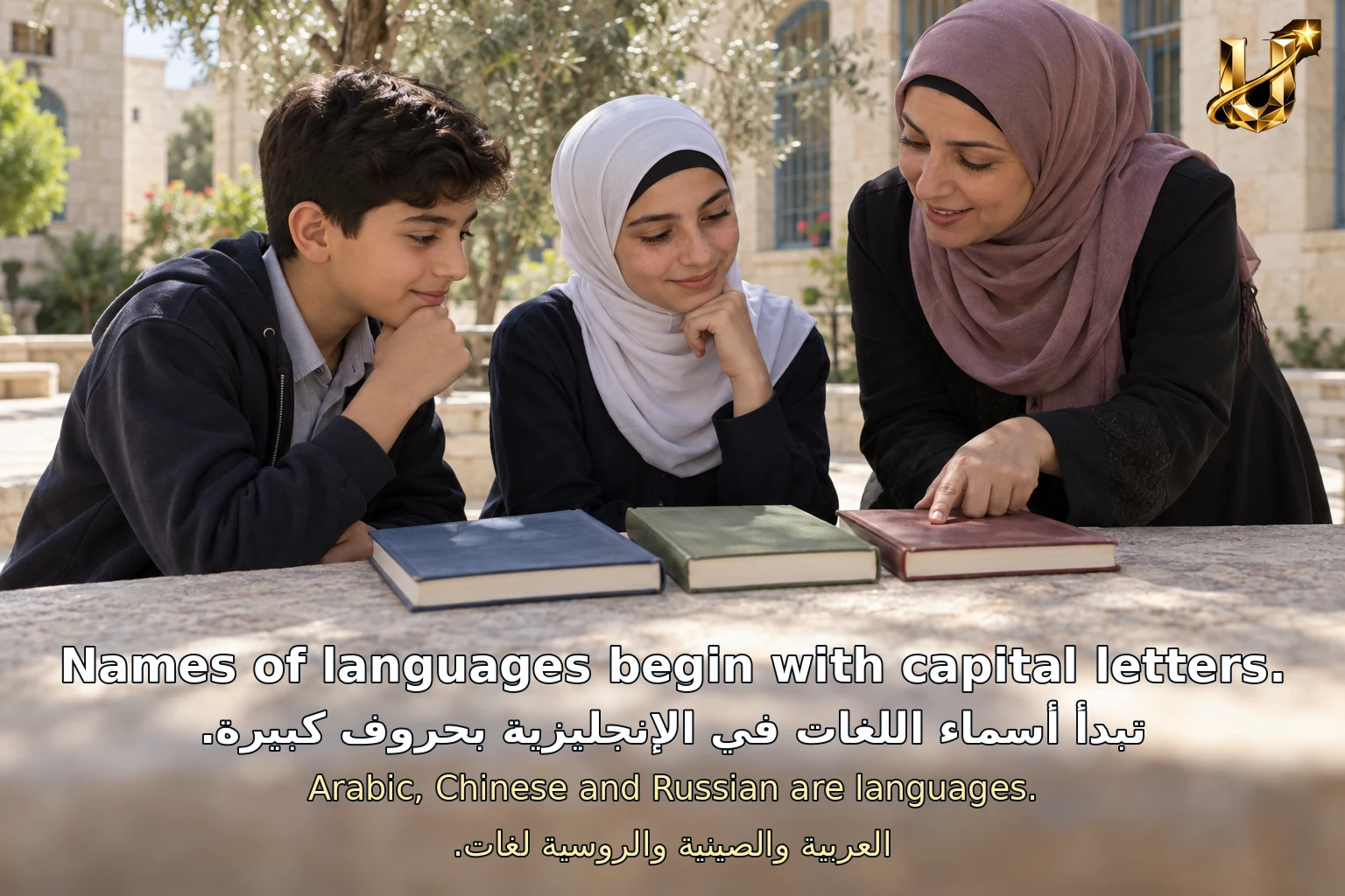 تبدأ أسماء اللغات في الإنجليزية بحروف كبيرة.