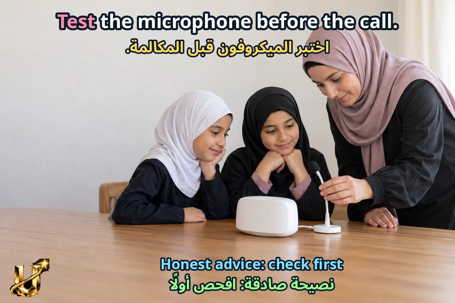 صورة تعليمية للدرس «إعلان تقني صادق» مع الجملة الإنجليزية وترجمتها العربية.