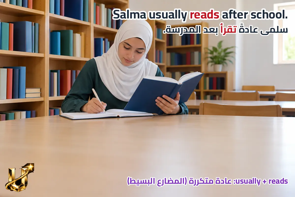 تعرف اسم زميلك في أم الفحم، وهو يتحدث الآن. كيف تصف المعرفة والفعل الجاري؟