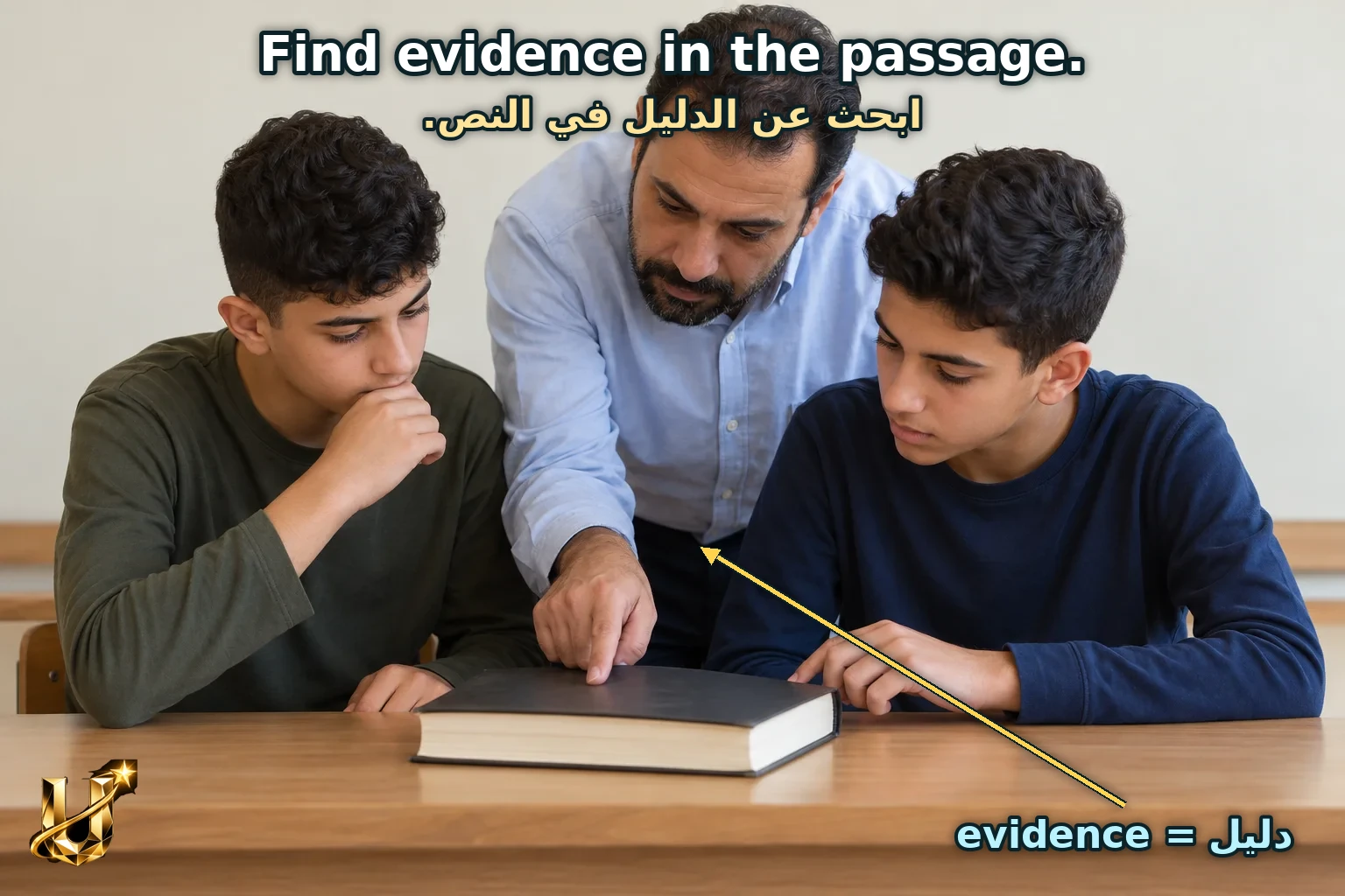 نَبْحَثُ عَنِ الدَّلِيلِ فِي النَّصِّ.