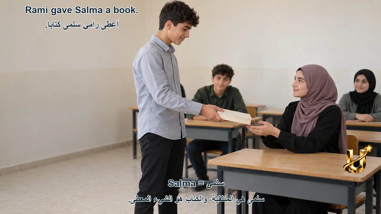 سَلْمَى هِيَ الْمُتَلَقِّيَةُ.