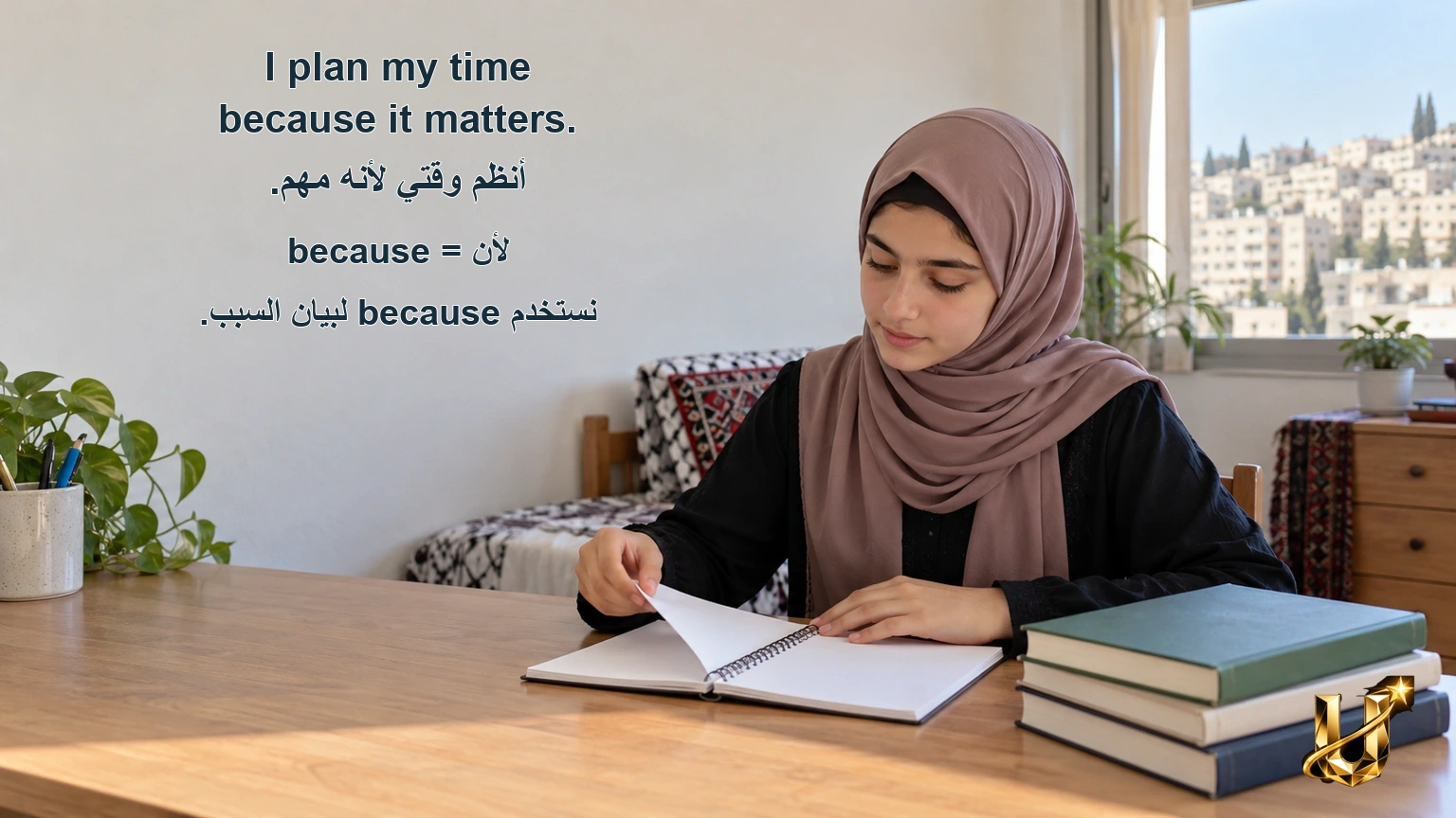 because تُقَدِّمُ السَّبَبَ.