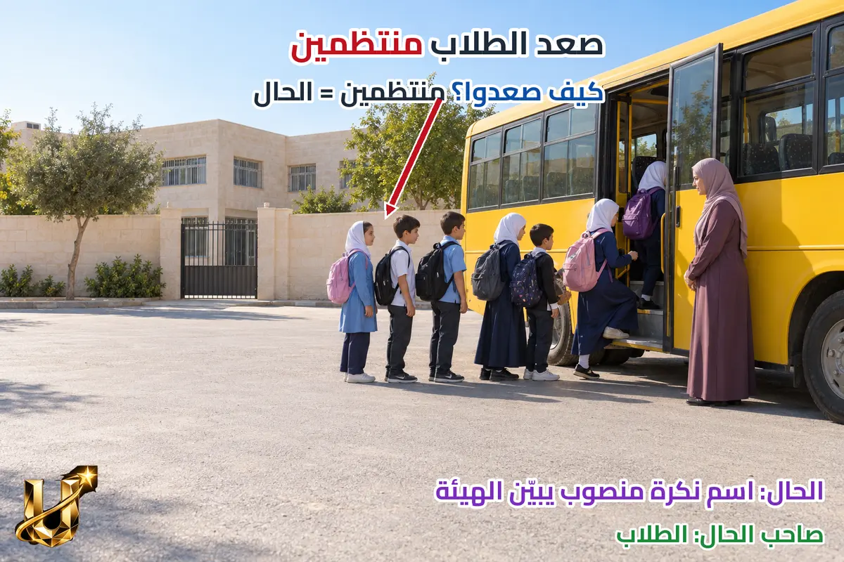 نزل الركاب متعبين: «متعبين» حال.