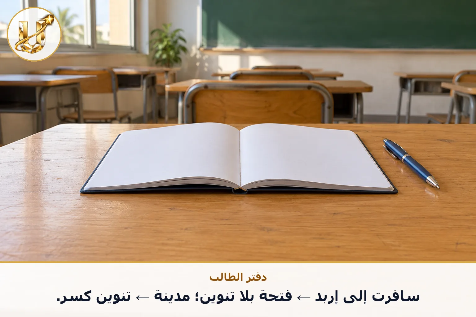 دفتر الطالب: سافرت إلى إربد ← فتحة بلا تنوين؛ مدينة ← تنوين كسر.