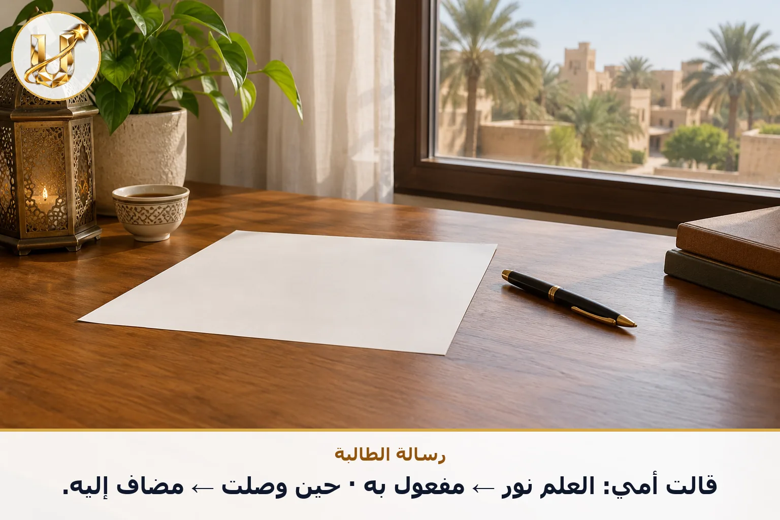 رسالة الطالبة: قالت أمي: العلم نور ← مفعول به · حين وصلت ← مضاف إليه.