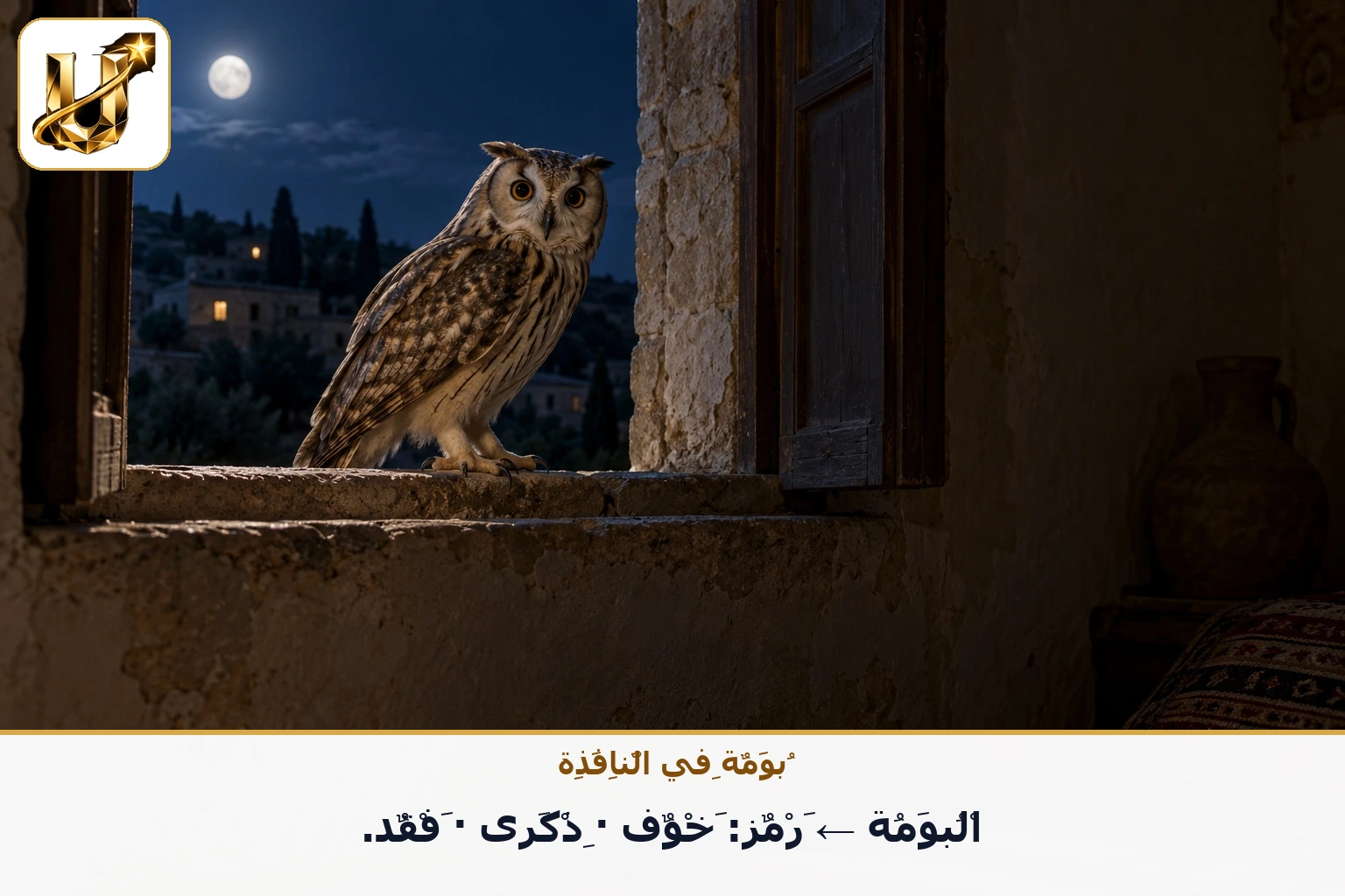 بومة في النافذة: البومة ← رمز: خوف · ذكرى · فقد.