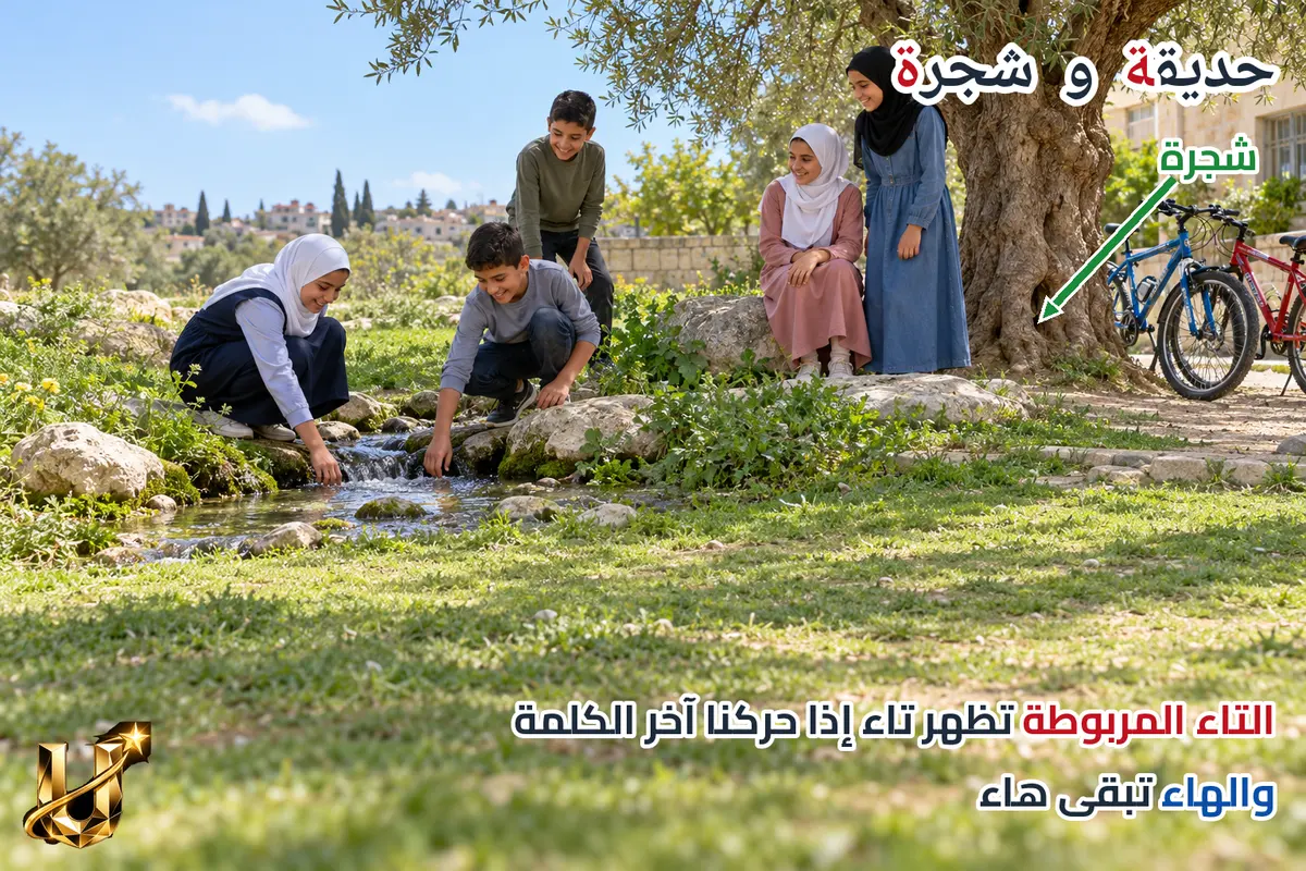 حديقة وشجرة: تاء مربوطة.