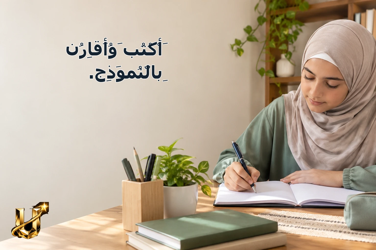 أَكْتُبُ وَأُقَارِنُ بِالنَّمُوذَجِ.
