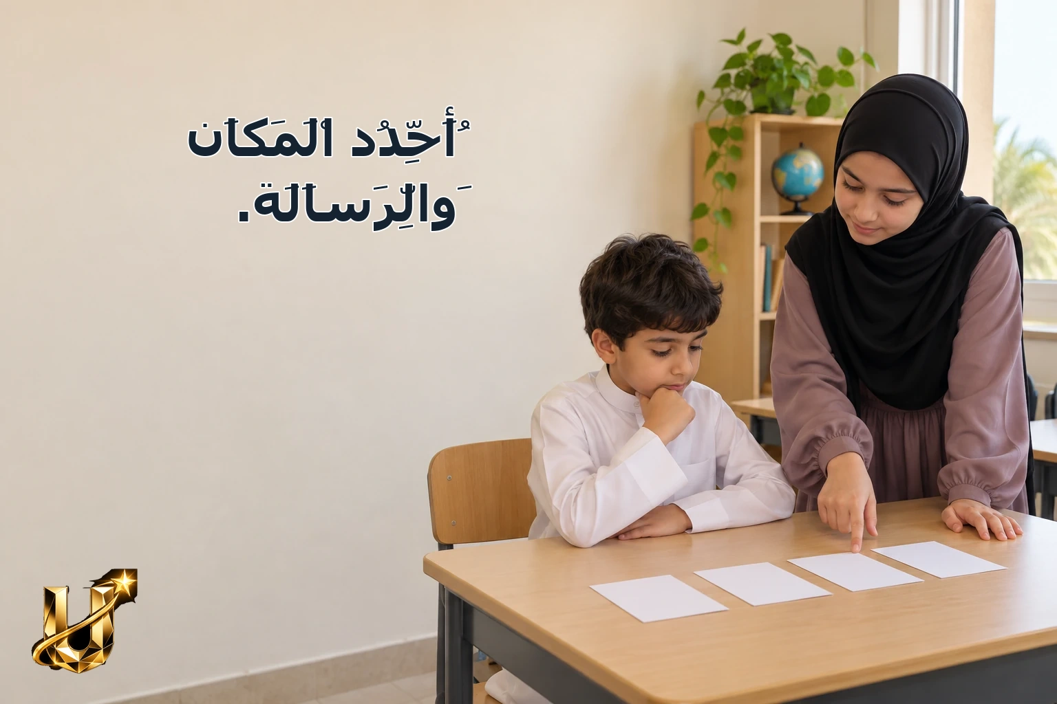 أُحَدِّدُ الْمَكَانَ وَالرِّسَالَةَ.