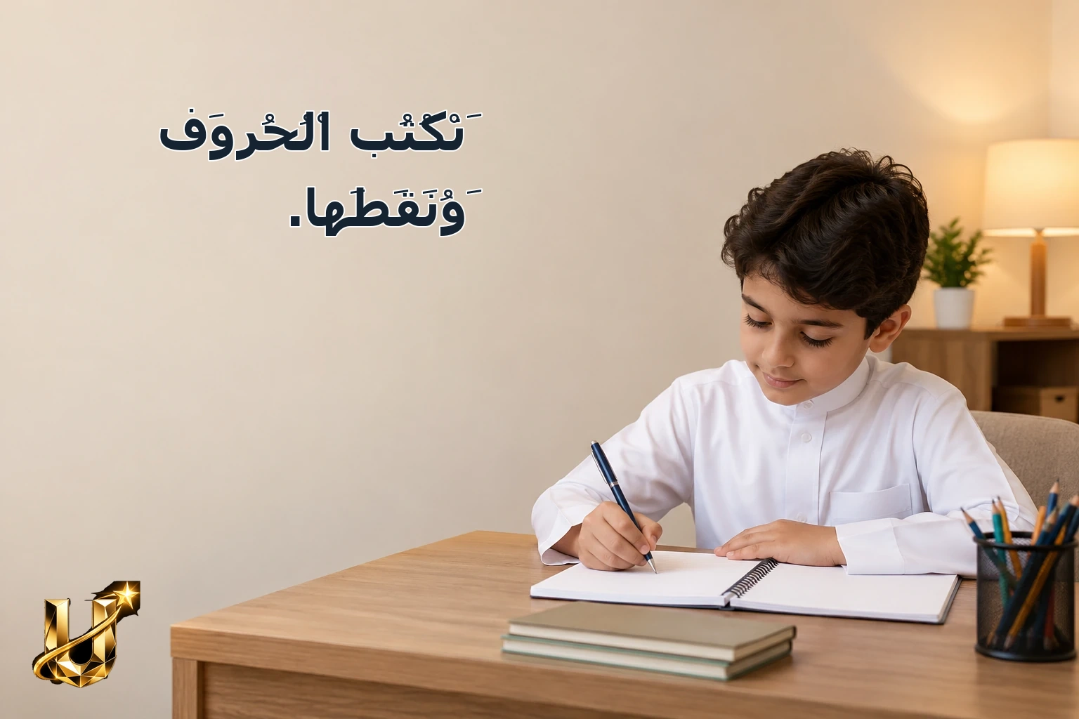 نَكْتُبُ الْحُرُوفَ وَنُقَطَهَا.