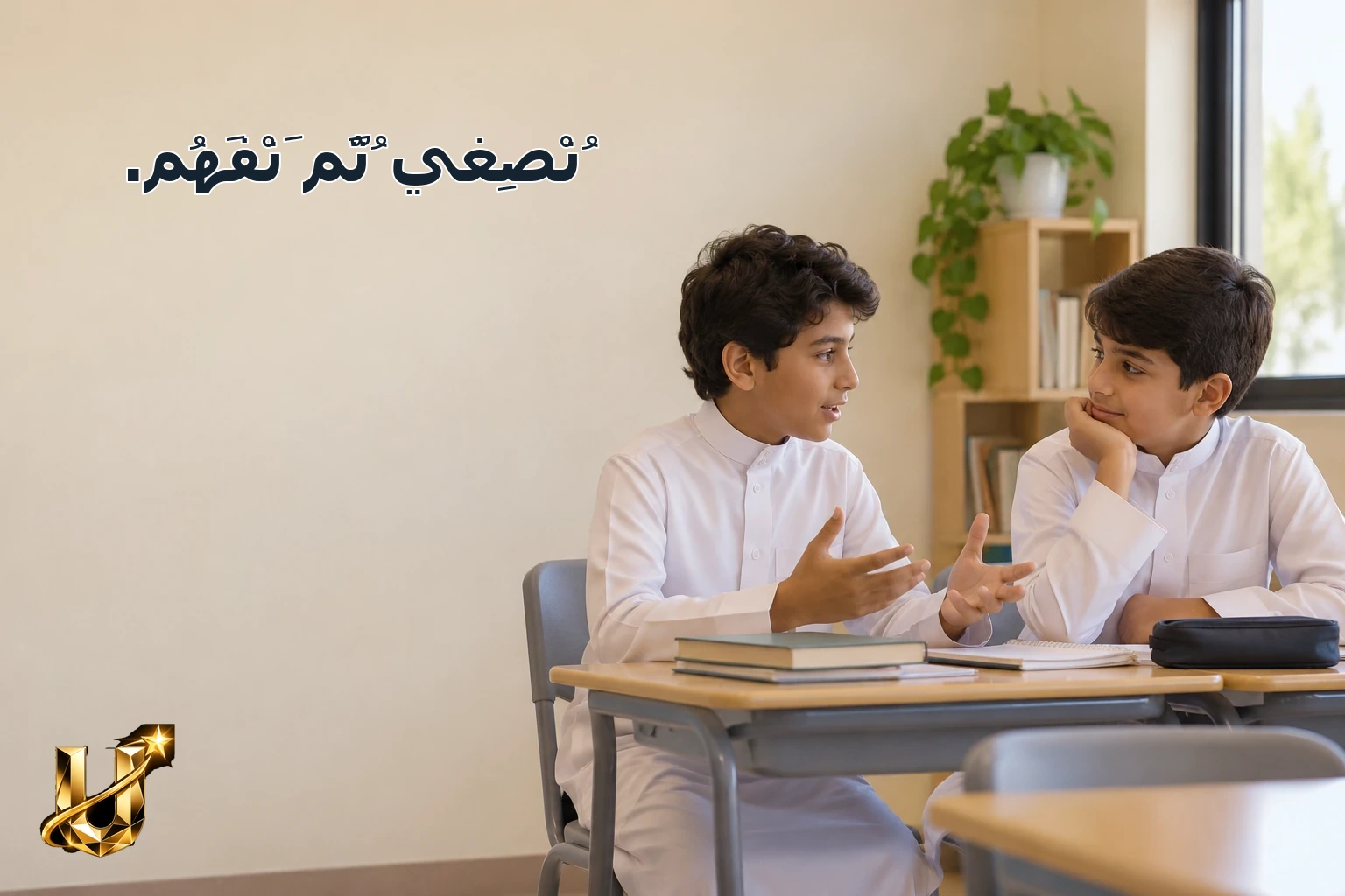 نُصْغِي ثُمَّ نَفْهَمُ.