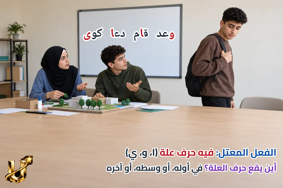 نصنف بحسب موقع حرف العلة.