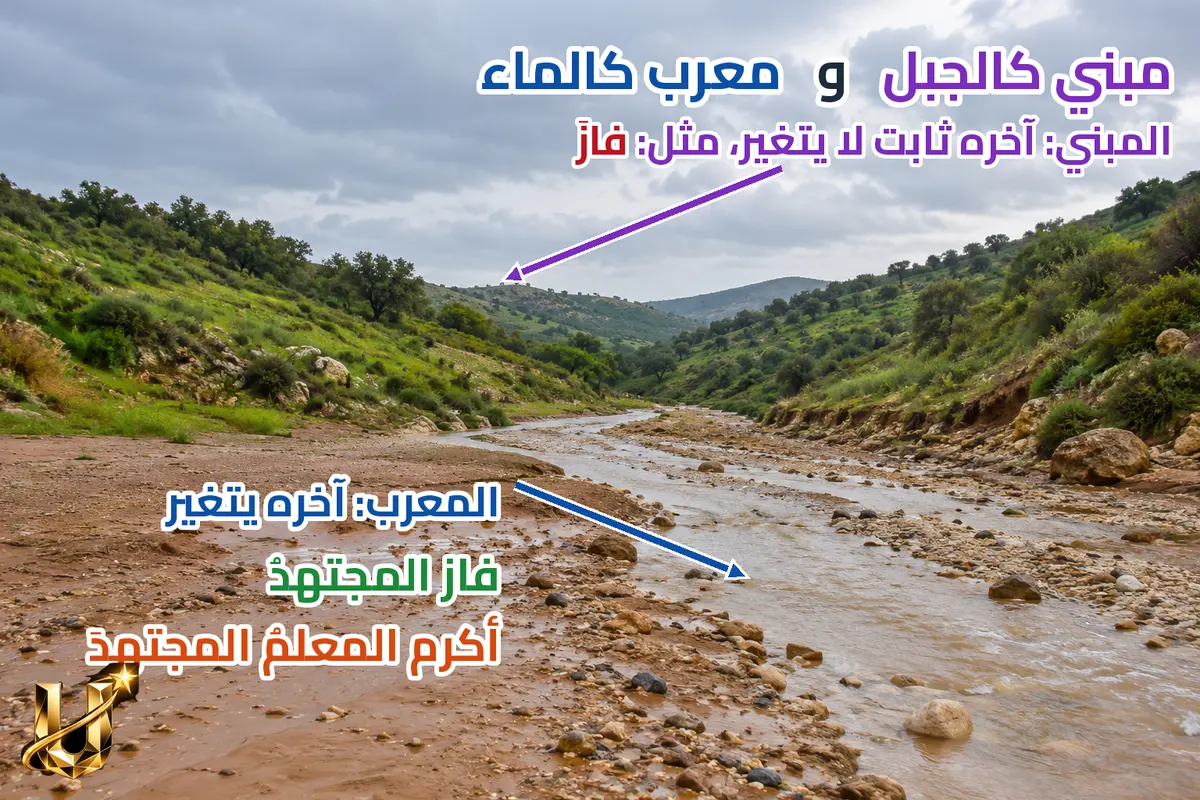 مبني كالجبل، ومعرب كالماء.
