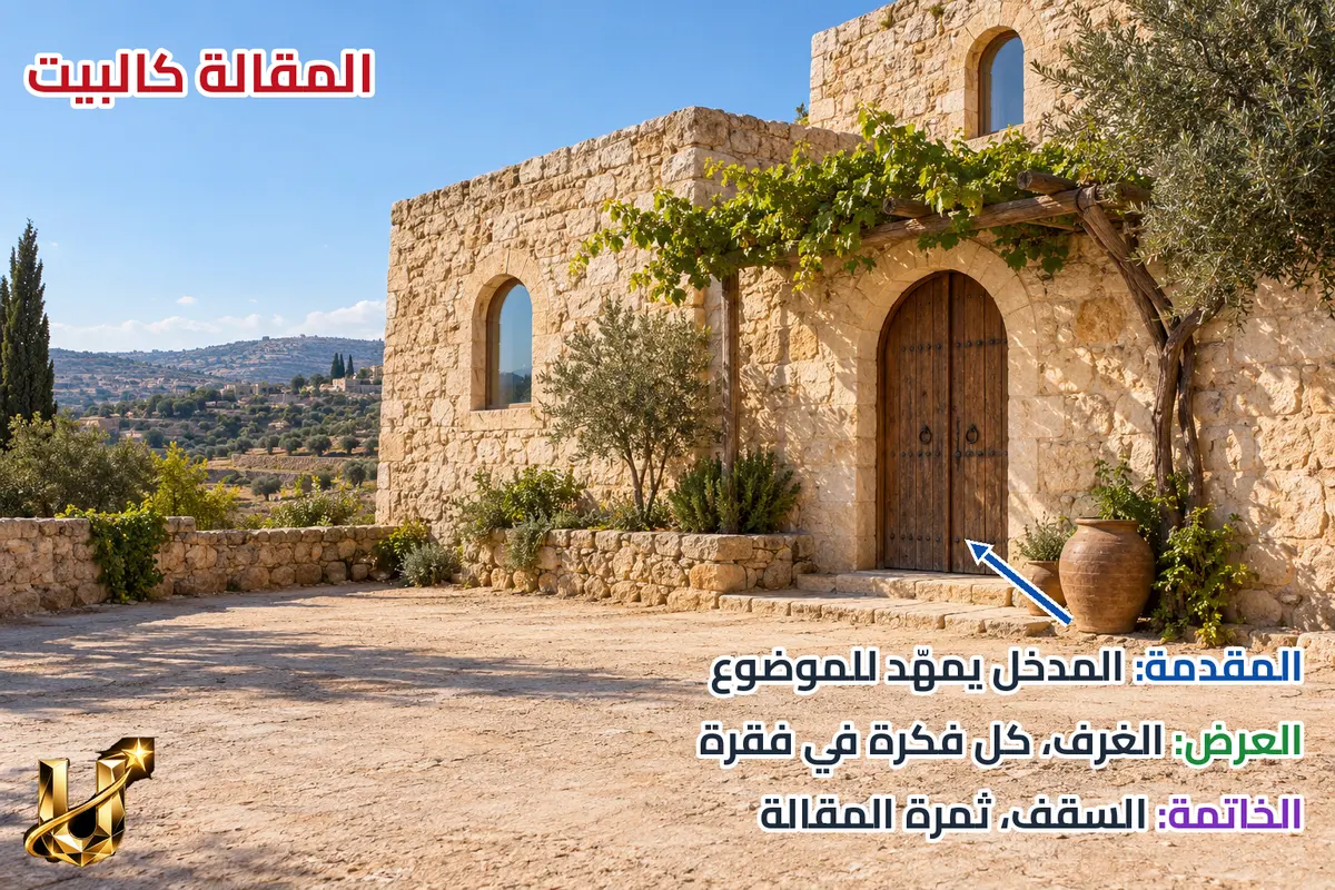 المقالة كالبيت: مدخل وغرف وسطح.