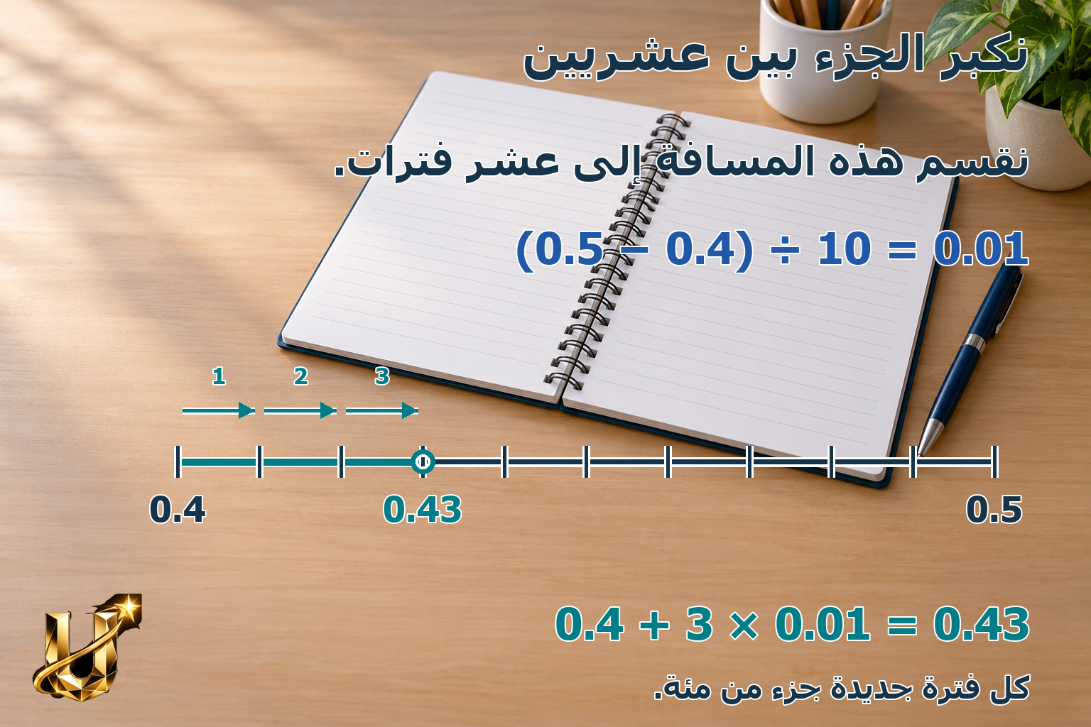 تحديد العشريات على المستقيم — صورة شرح 3