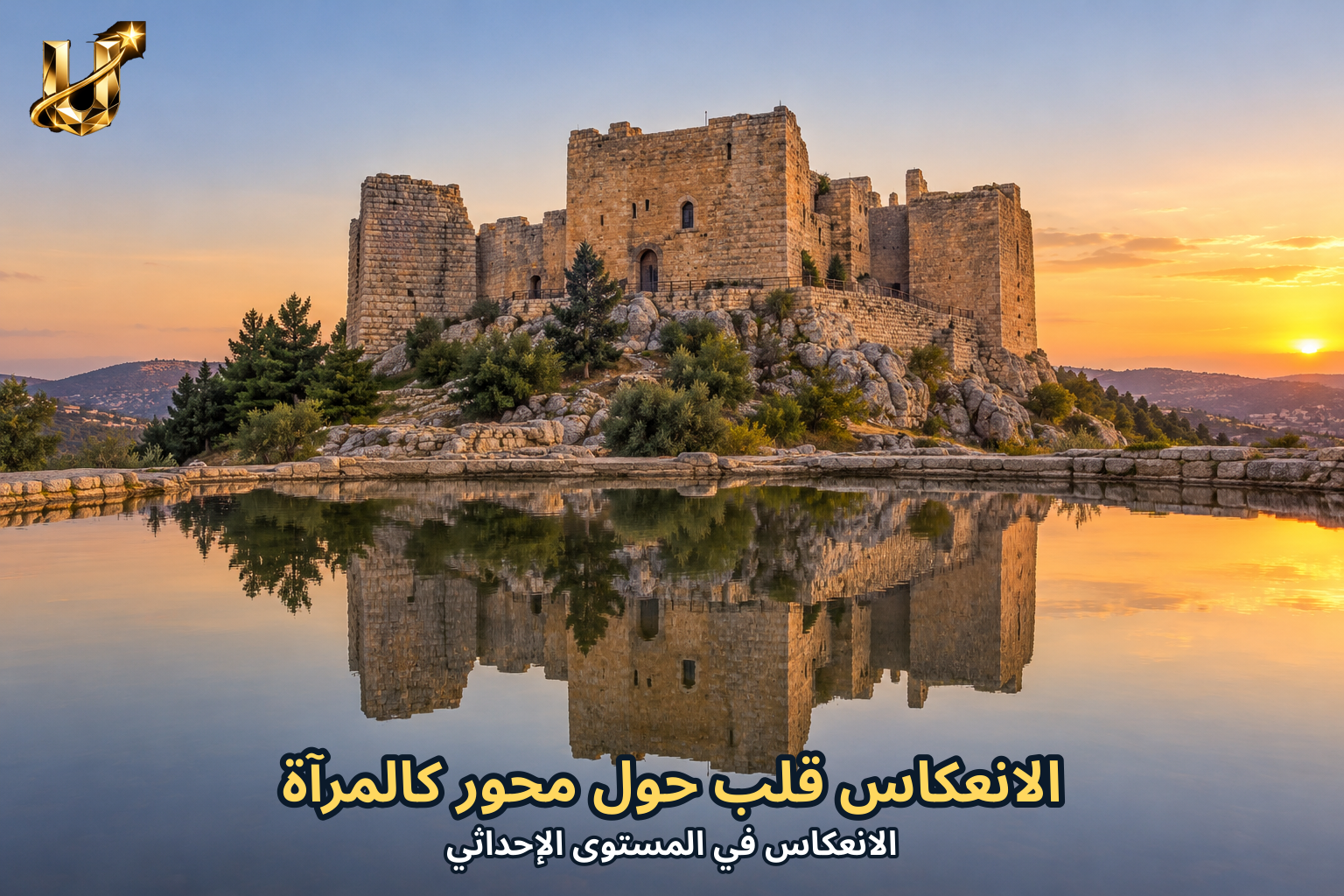 الانعكاس قلب حول محور كالمرآة