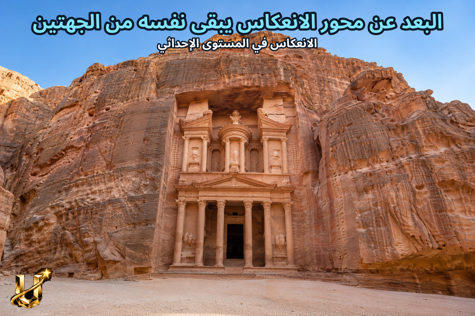 البعد عن محور الانعكاس يبقى نفسه من الجهتين