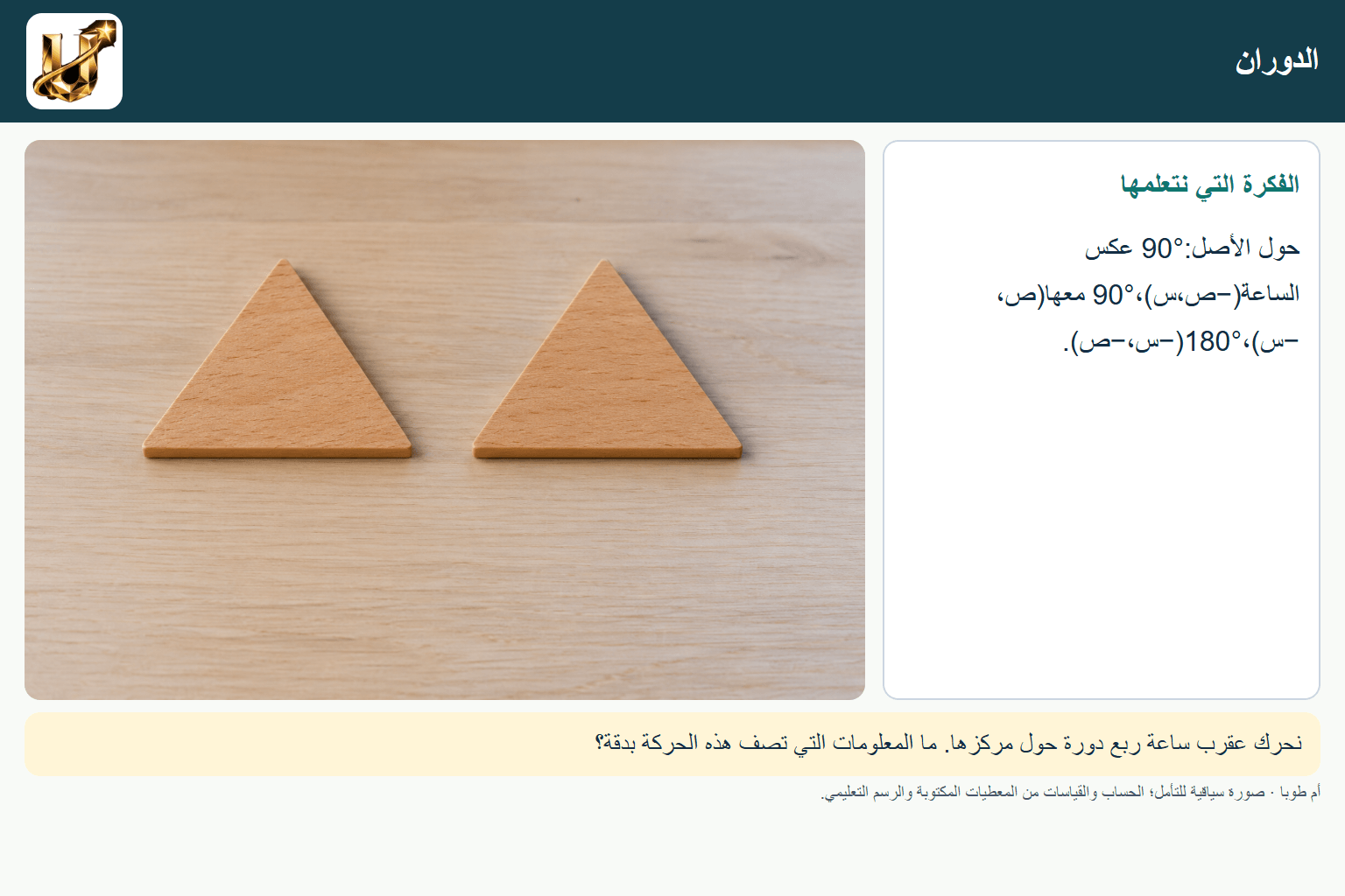 الدوران — صورة من الحياة مع الفكرة الأساسية مكتوبة.