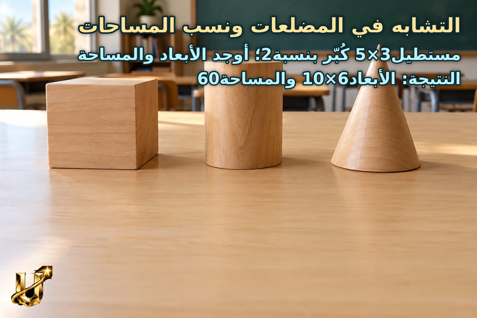 مستطيل3×5 كبر بنسبة2؛ أوجد الأبعاد والمساحة
