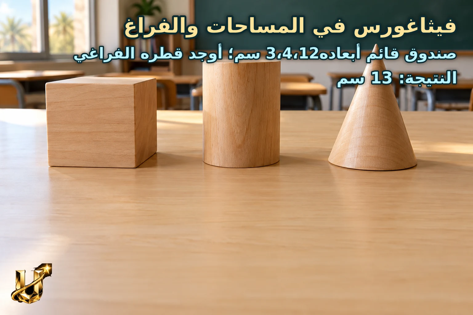 صندوق قائم أبعاده3،4،12 سم؛ أوجد قطره الفراغي