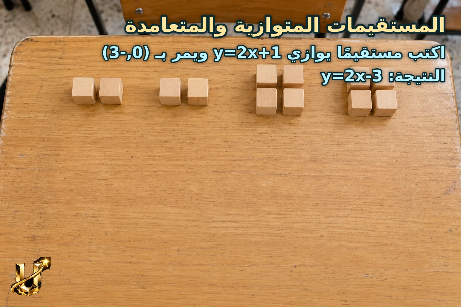اكتب مستقيما يوازي y=2x+1 ويمر بـ (0,-3)