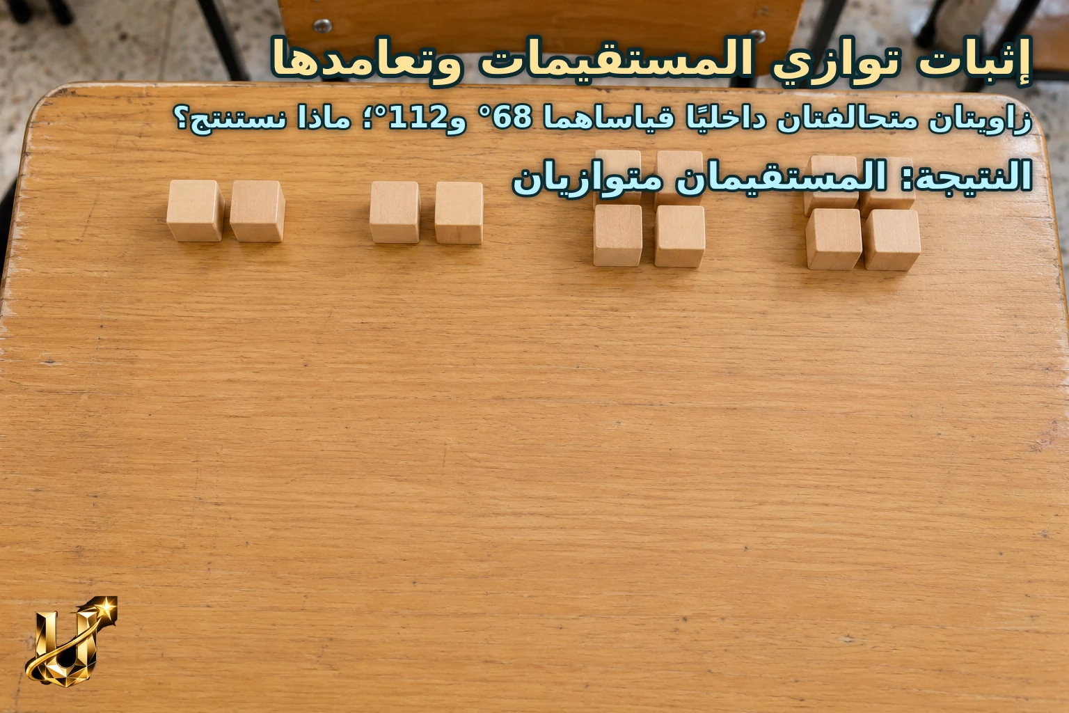 زاويتان متحالفتان داخليا قياساهما 68° و112°؛ ماذا نستنتج؟