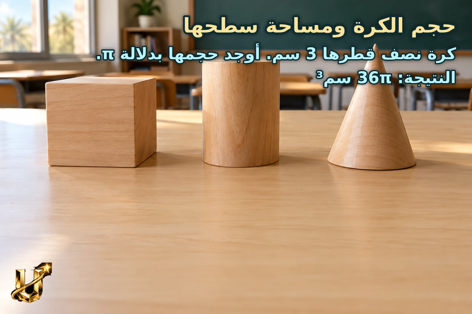 كرة نصف قطرها 3 سم. أوجد حجمها بدلالة π.