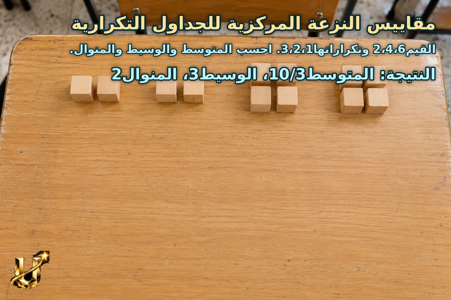 القيم2،4،6 وتكراراتها3،2،1. احسب المتوسط والوسيط والمنوال.