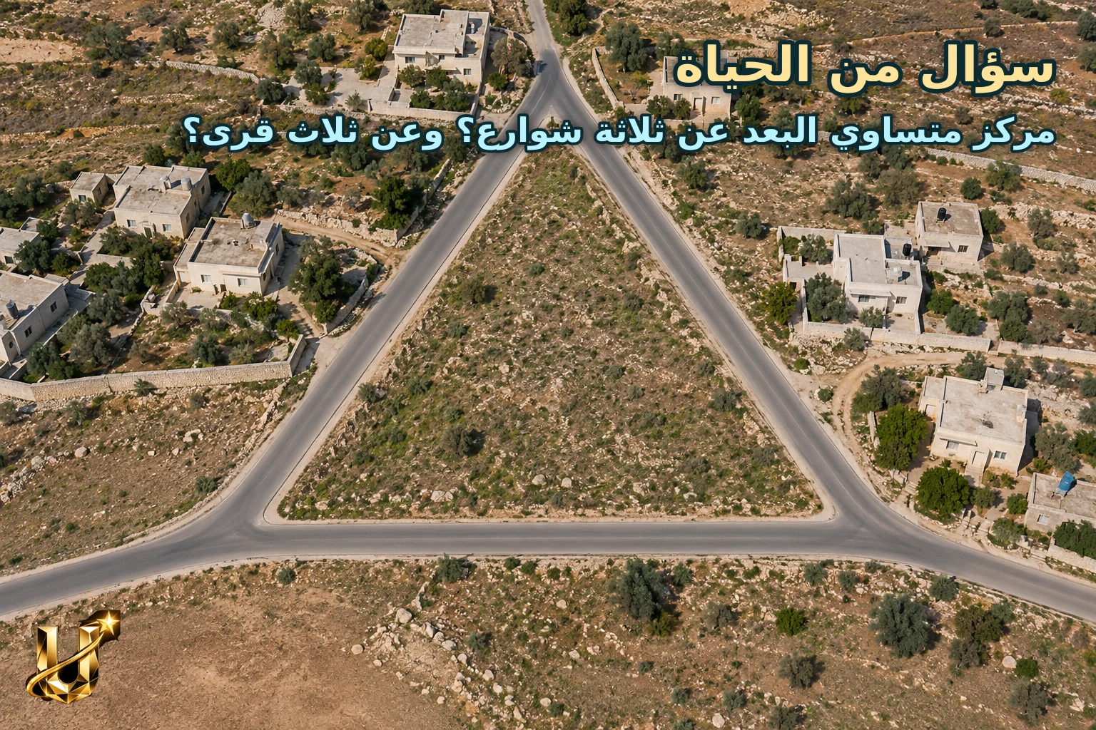 ثلاثة شوارع تكون مثلثا في مدينة الكرك من الأعلى