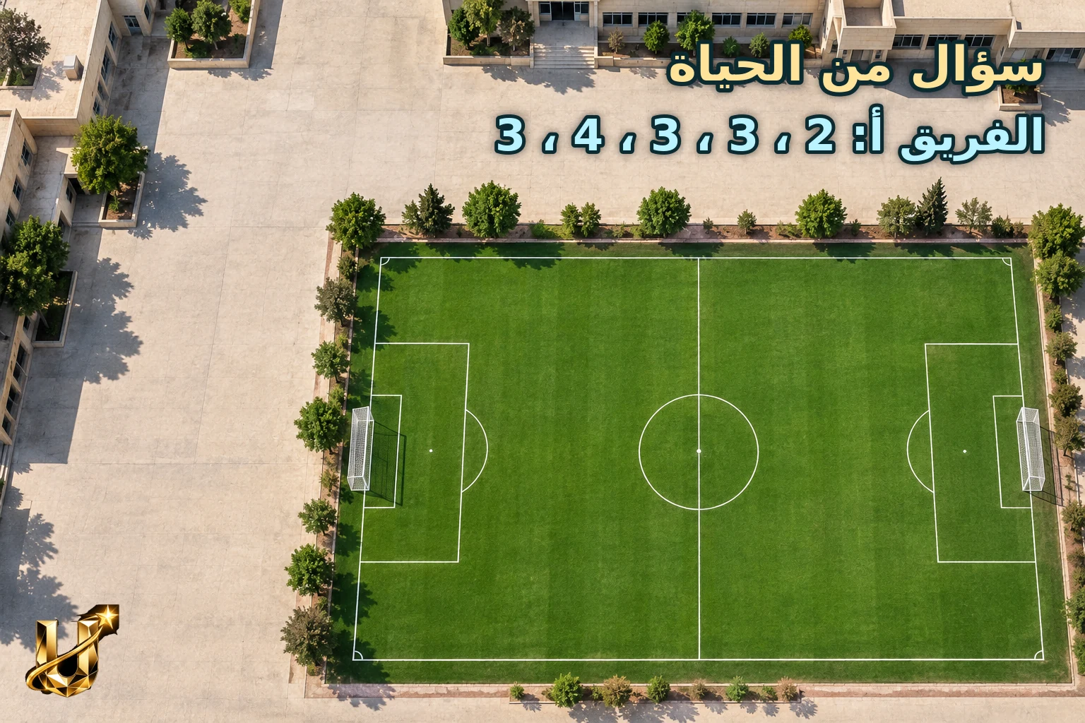 ملعب كرة قدم مدرسي في إربد من الأعلى
