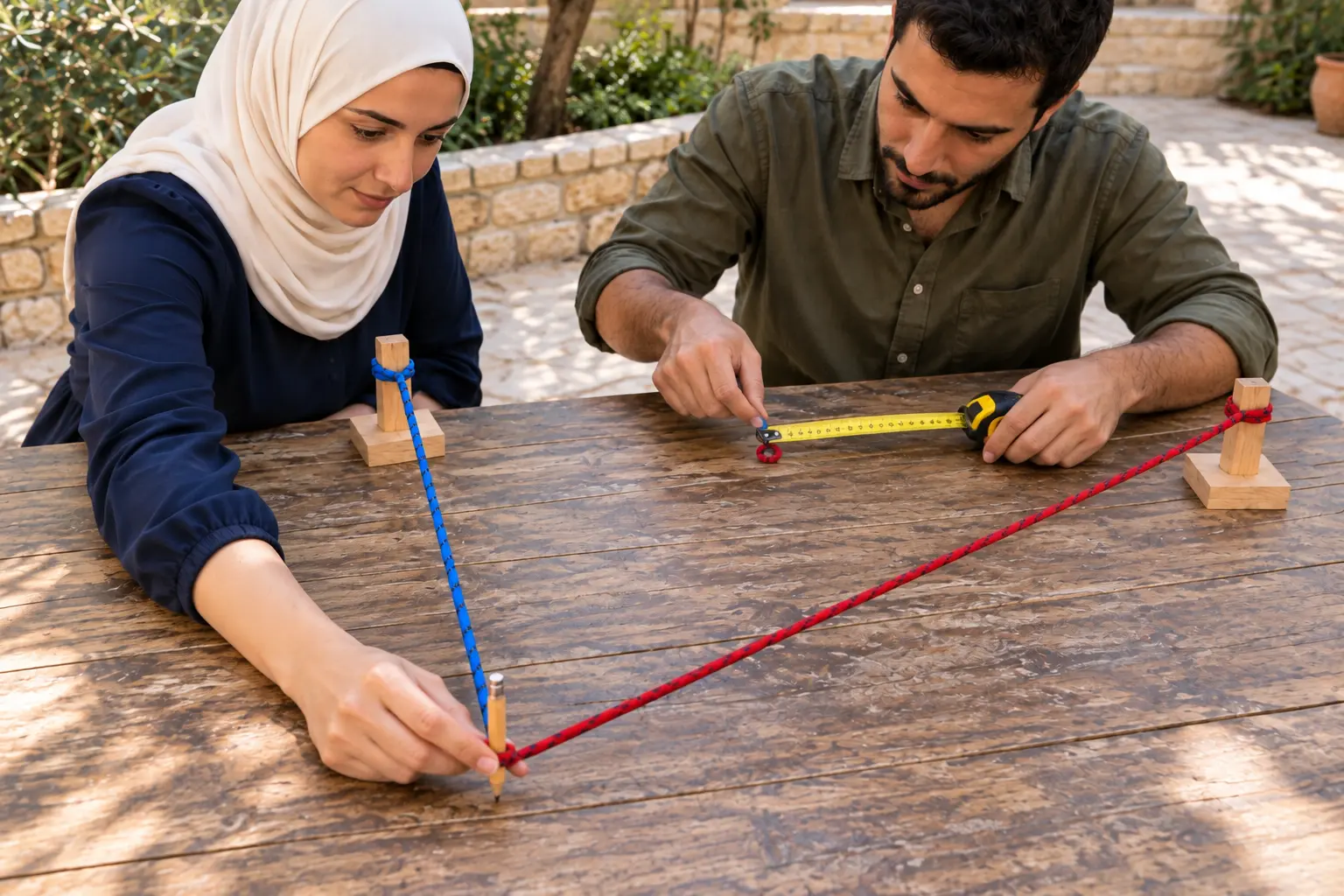 3 · نبحث عن مواضع يبقى فيها الفرق المطلق ثابتًا؛ الفرعان ينشآن على جانبي المركز.